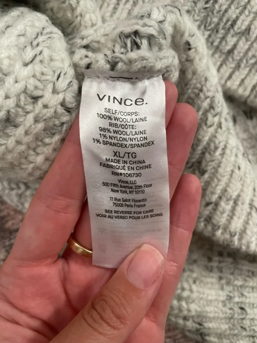 Vince Men's Crewneck Marled Knit Sweater - Gray, Size XL